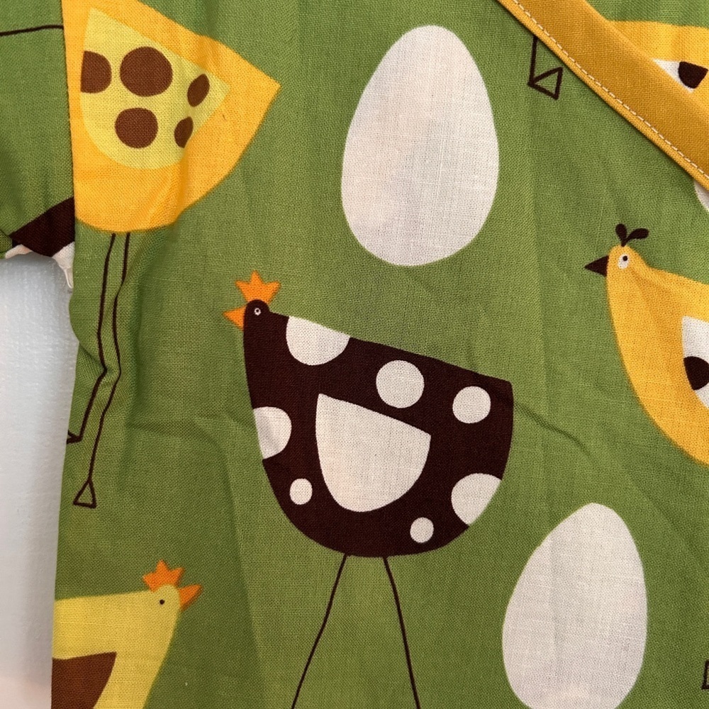 Handmade Baby Kimono Jacket in Whimsical Chicken & Egg Fabric Newborn-12m - Picture 2 of 7